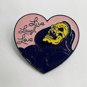 He-Man Skeletor Hat Lapel Enamel Pin Brooch Badge Live Laugh Love Skeleton 80's
